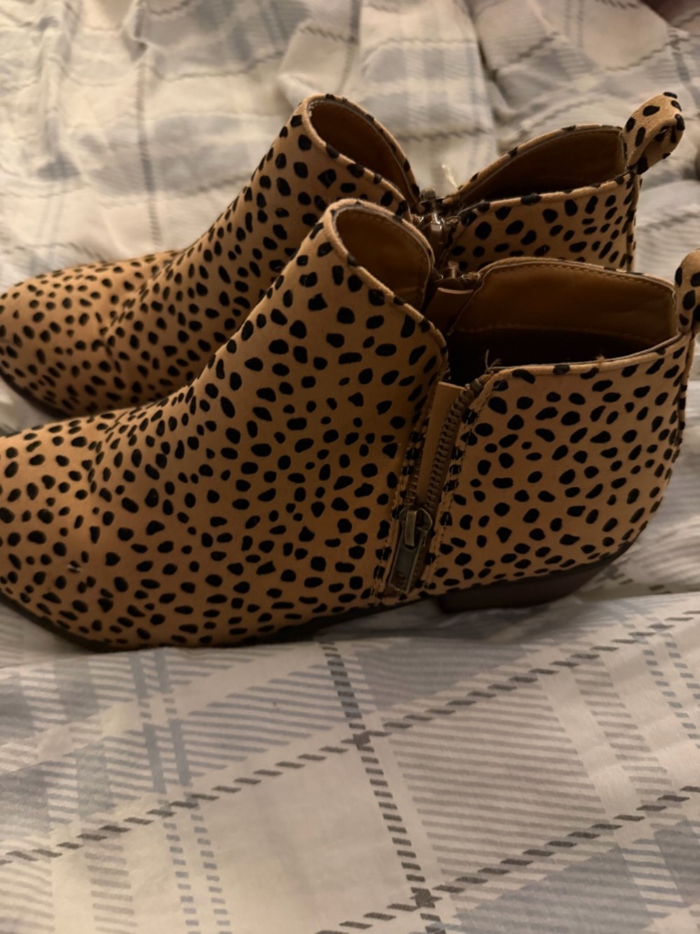 Pierre Dumas Tan and Black Spotted Ankle Booties